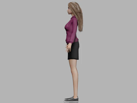 Young cartoon woman V32496 3D Model