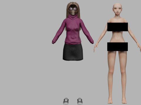 Young cartoon woman V32496 3D Model