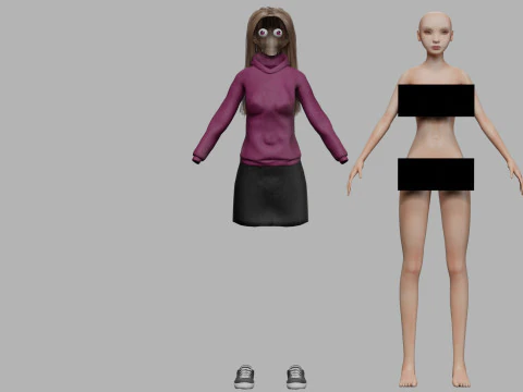 Young cartoon woman V32496 3D Model