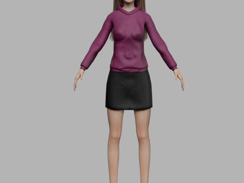 Young cartoon woman V32496 3D Model