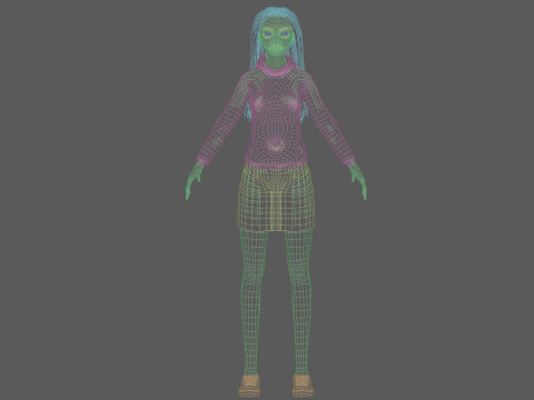 Young cartoon woman V32496 3D Model