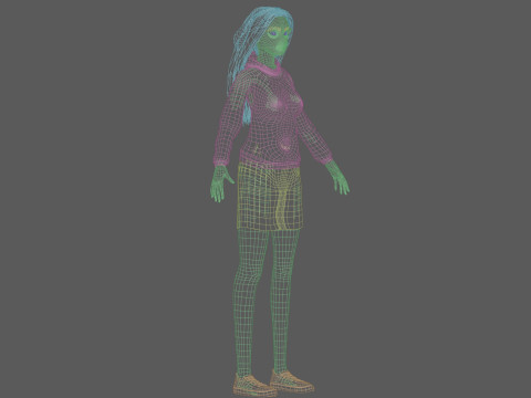 Young cartoon woman V32496 3D Model