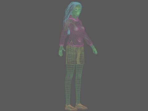 Young cartoon woman V32496 3D Model