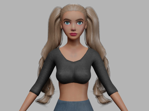 Young cute woman V32442 3D-Modell