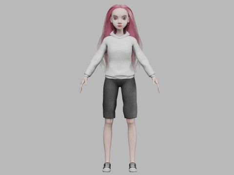 Basic cartoon woman V33204 3D Модель