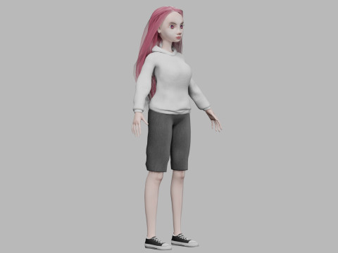 Basic cartoon woman V33204 3D Модель