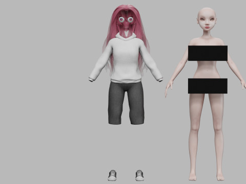 Basic cartoon woman V33204 3D Модель