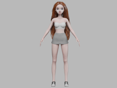 Beautiful cartoon woman V35328 3D Модель