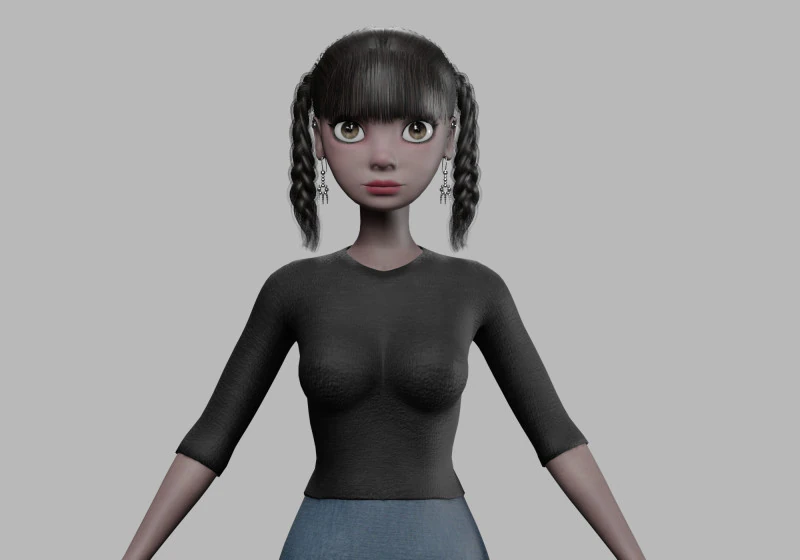 Black cartoon woman V27574 3D Model .c4d .max .obj .3ds .fbx .stl .blend