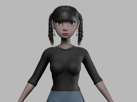Mulher negra de desenho animado V27574 Modelo 3D