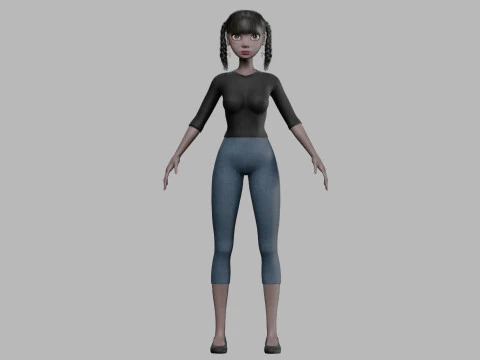 Black cartoon woman V27574 3D Model