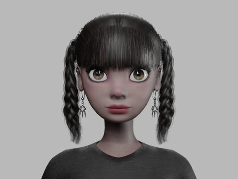 Black cartoon woman V27574 3D Model