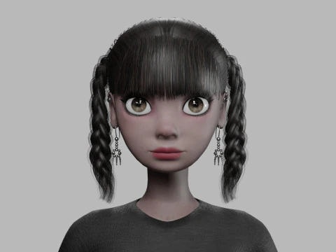 Black cartoon woman V27574 3D Model