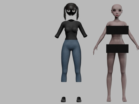 Black cartoon woman V27574 3D Model