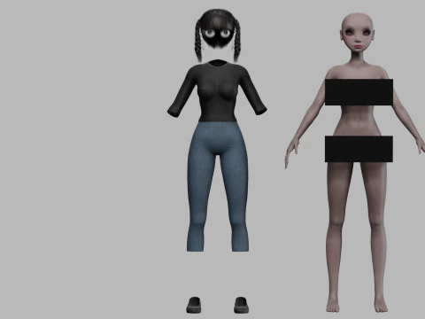 Black cartoon woman V27574 3D Model