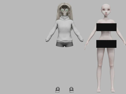 Blond pretty woman V35422 3D Model