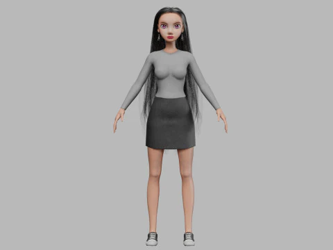 Cartoon basic woman V34415 3D Model