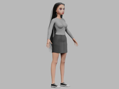 Cartoon basic woman V34415 3D Model