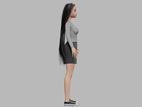 Cartoon basic woman V34415 3D Model