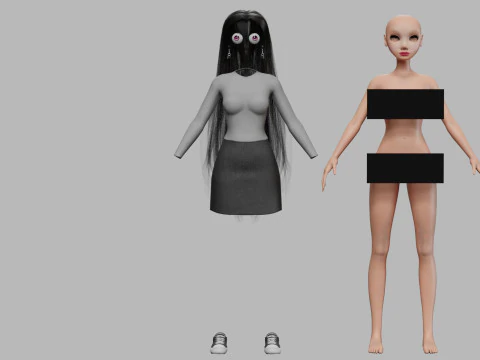 Cartoon basic woman V34415 3D Model