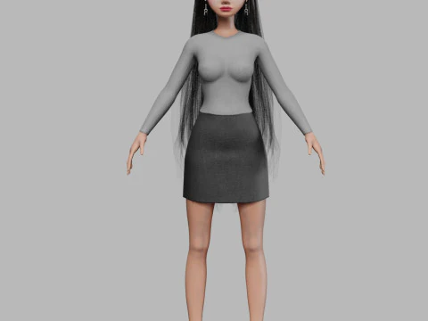 Cartoon basic woman V34415 3D Model