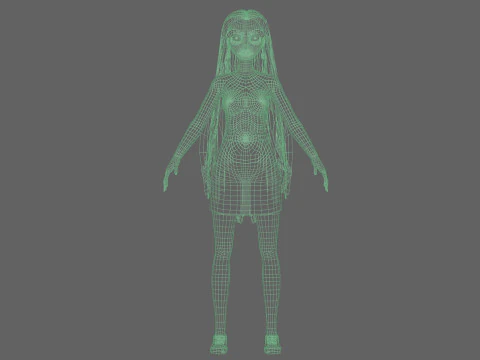 Cartoon basic woman V34415 3D Model