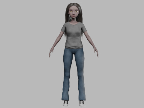 Cartoon black woman V32808 3D Model