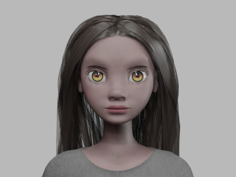Cartoon black woman V32808 3D Model