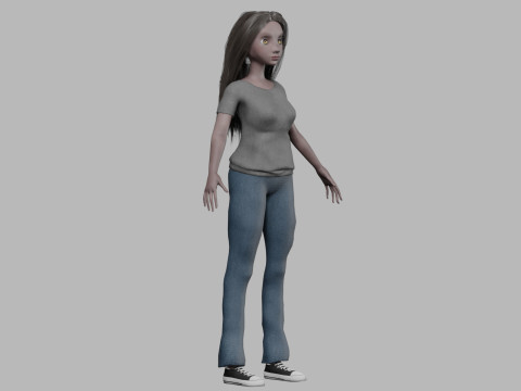 Cartoon black woman V32808 3D Model