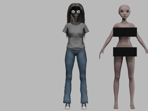 Cartoon black woman V32808 3D Model