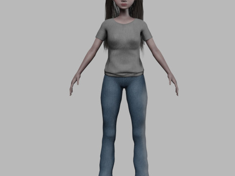Cartoon black woman V32808 3D Model