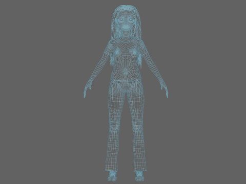 Cartoon black woman V32808 3D Model