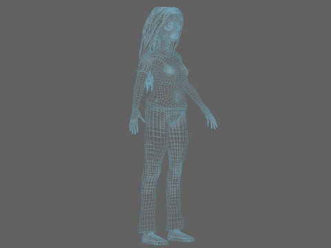 Cartoon black woman V32808 3D Model