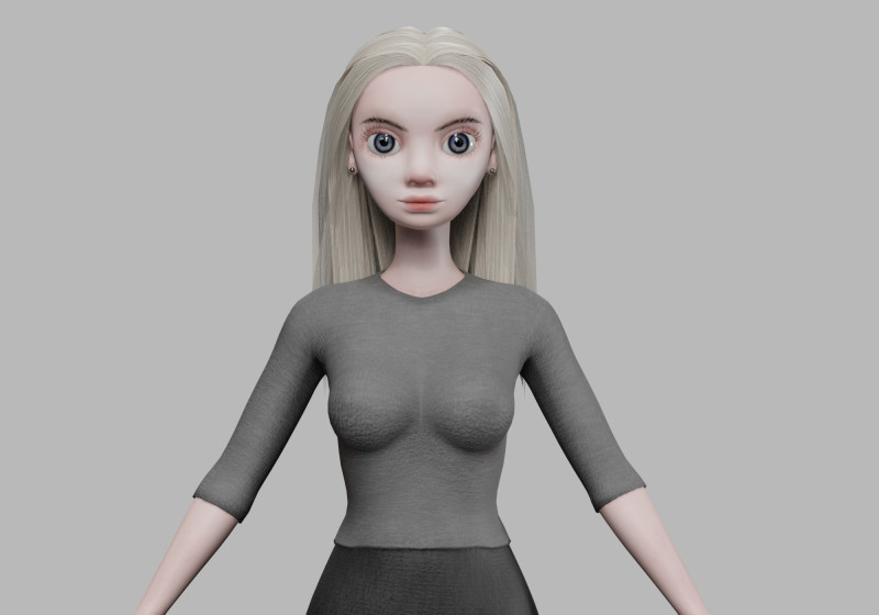 Cartoon blond woman V28375 3D Модель .c4d .max .obj .3ds .fbx .stl .blend 