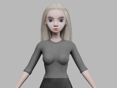Cartoon blonde vrouw V28375 3D Model