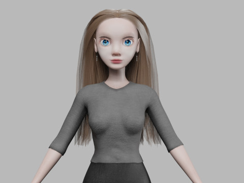 Cartoon cool woman V27853 3D Model
