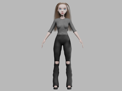 Cartoon cool woman V27853 Modèle 3D