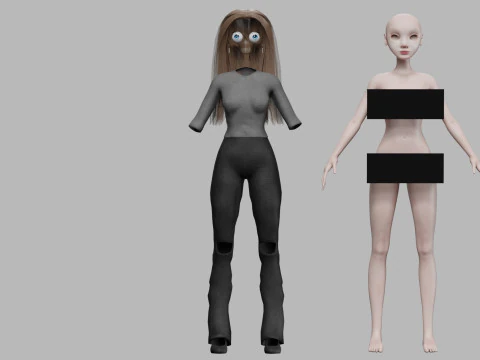 Cartoon cool woman V27853 3D Model