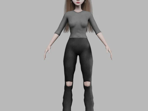 Cartoon cool woman V27853 3D Model