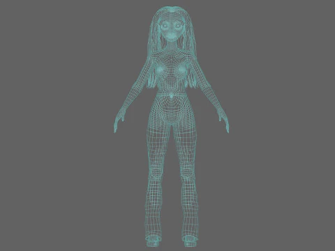 Cartoon cool woman V27853 3D Model