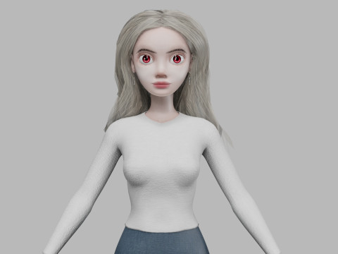 Cartoon cute woman V32341 3D Model
