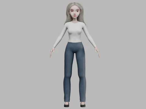 Cartoon cute woman V32341 3D Model