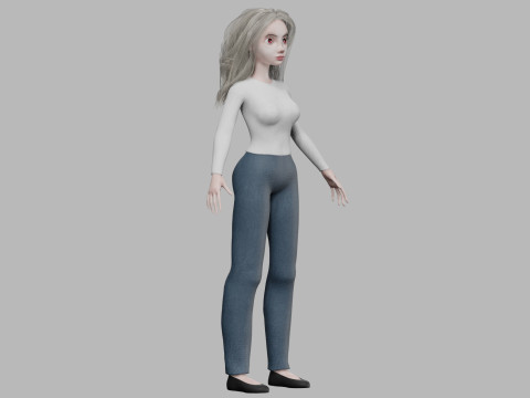 Cartoon cute woman V32341 Modello 3D