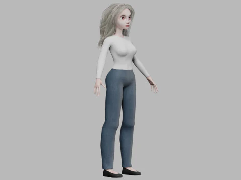 Cartoon cute woman V32341 3D Model