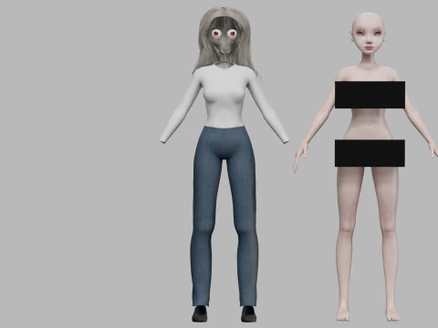 Cartoon cute woman V32341 3D Model