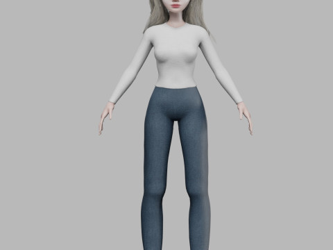 Cartoon cute woman V32341 Modello 3D