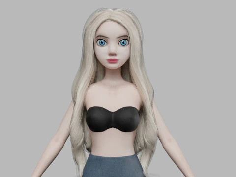Mulher bonita de desenho animado V25899 Modelo 3D