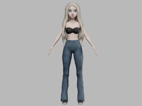 Cartoon pretty woman V25899 Modèle 3D