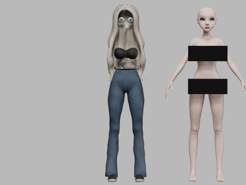 Cartoon pretty woman V25899 Modèle 3D