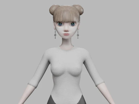 Doce mulher de desenho animado V23121 Modelo 3D